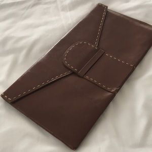 Vintage envelope purse. Brown leather